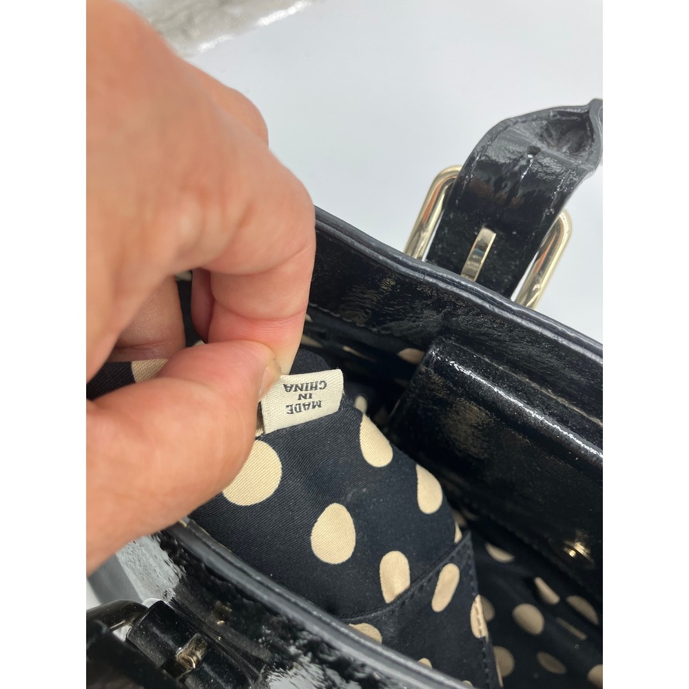 Kate Spade New York Black Patent Leather Tote Bag Gold Hardware Handbag - Picture 7 of 8